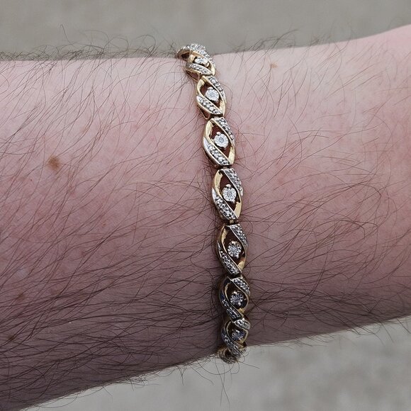 10K Yellow Gold Diamond Evil Eye Link Tennis Bracelet 1.00TCW 7.5 Inches